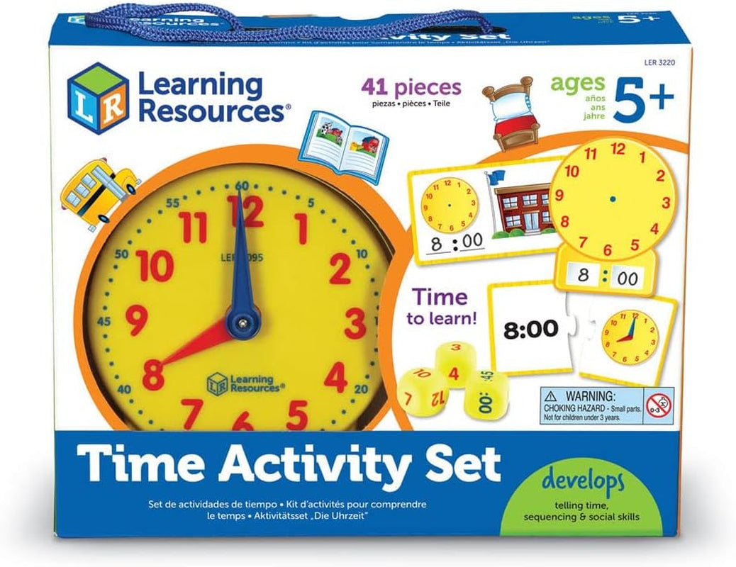 Time Activity Set - 41 Pieces, Ages 5+,Clock for Teaching Time, Telling Time, Homeschool Supplies, Montessori Clock