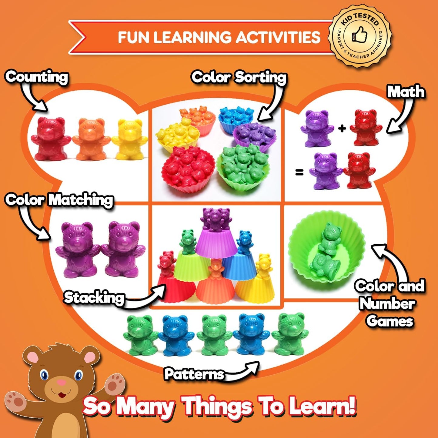 Jumbo Counting Bears with Stacking Cups - Montessori Educational Sorting Rainbow Toys for 3 Year Old Boys and Girls with 48 Preschool Math Manipulatives, Toy Storage and Toddler Games Ebook