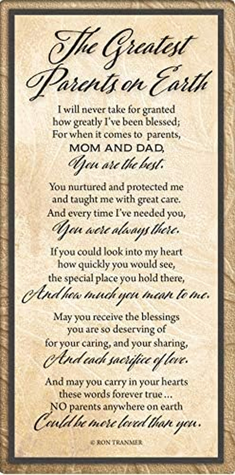 Greatest Parents Wood Wall Frame Art Plaque | 8.5 Inches X 12.5 Inches | Wall Hanger and Easel Back | the Greatest Parents on Earth | by