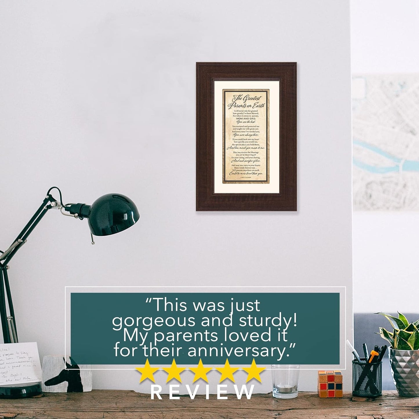 Greatest Parents Wood Wall Frame Art Plaque | 8.5 Inches X 12.5 Inches | Wall Hanger and Easel Back | the Greatest Parents on Earth | by