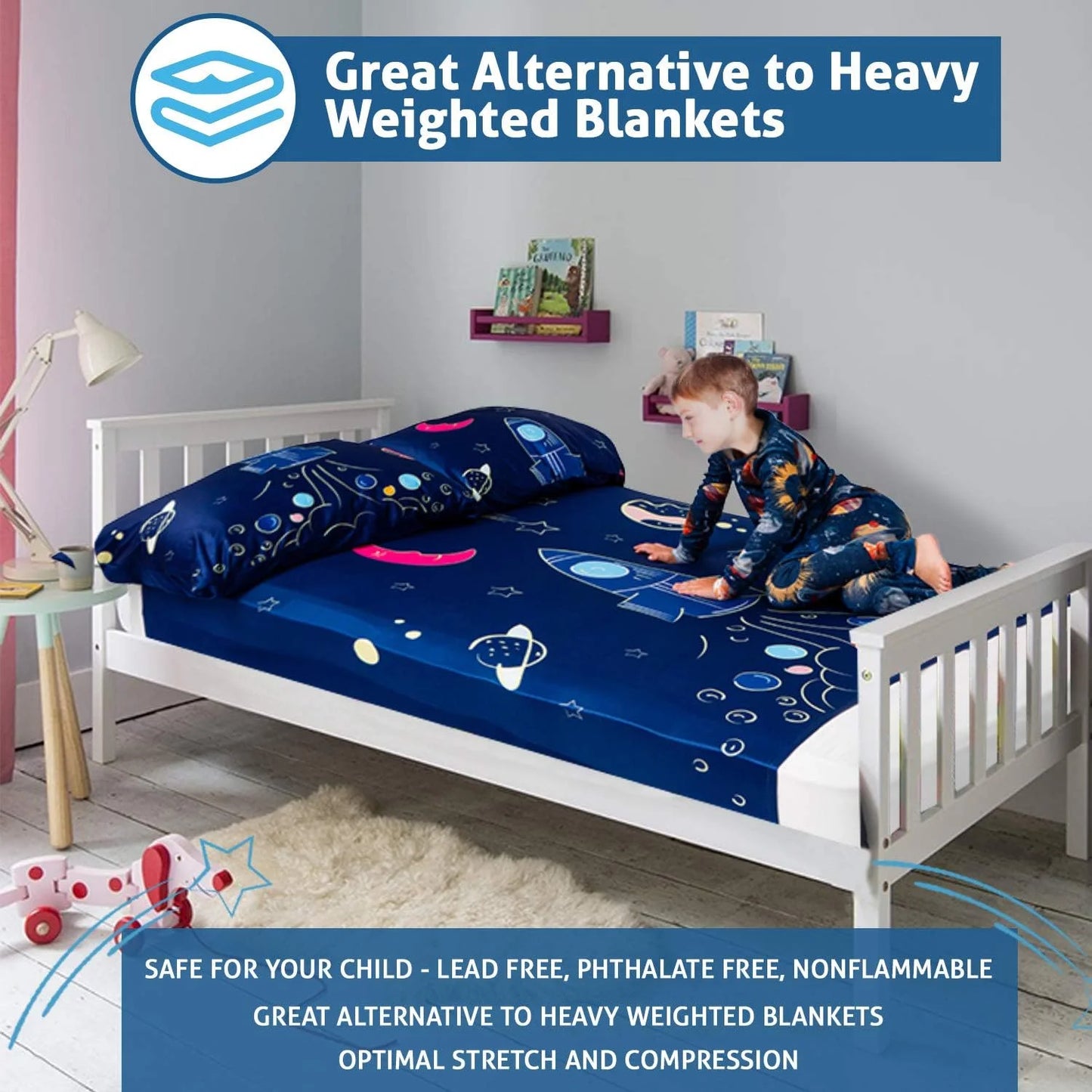 Sensory Compression Bed Sheet for Kids Breathable Twin Fitted Sheet