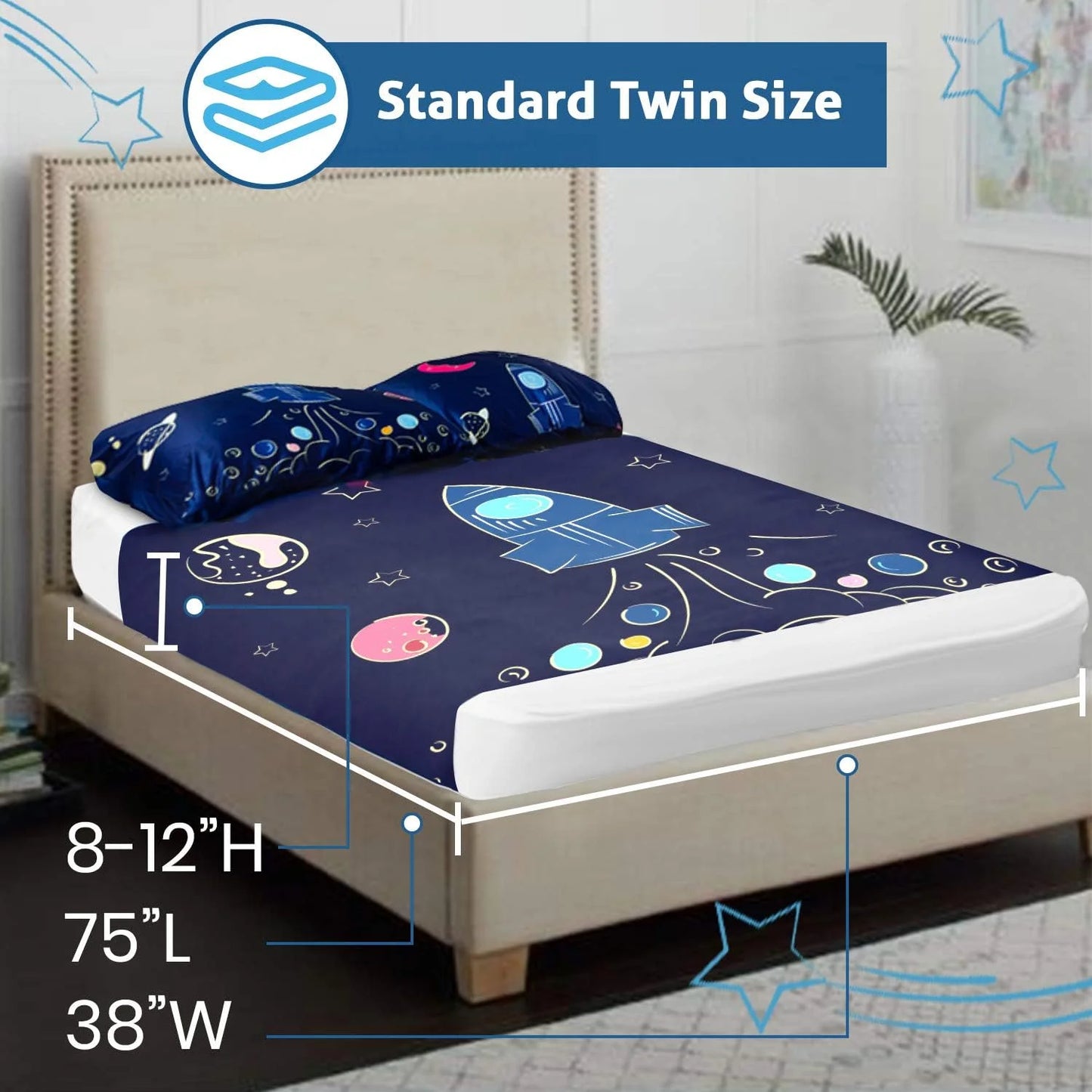 Sensory Compression Bed Sheet for Kids Breathable Twin Fitted Sheet
