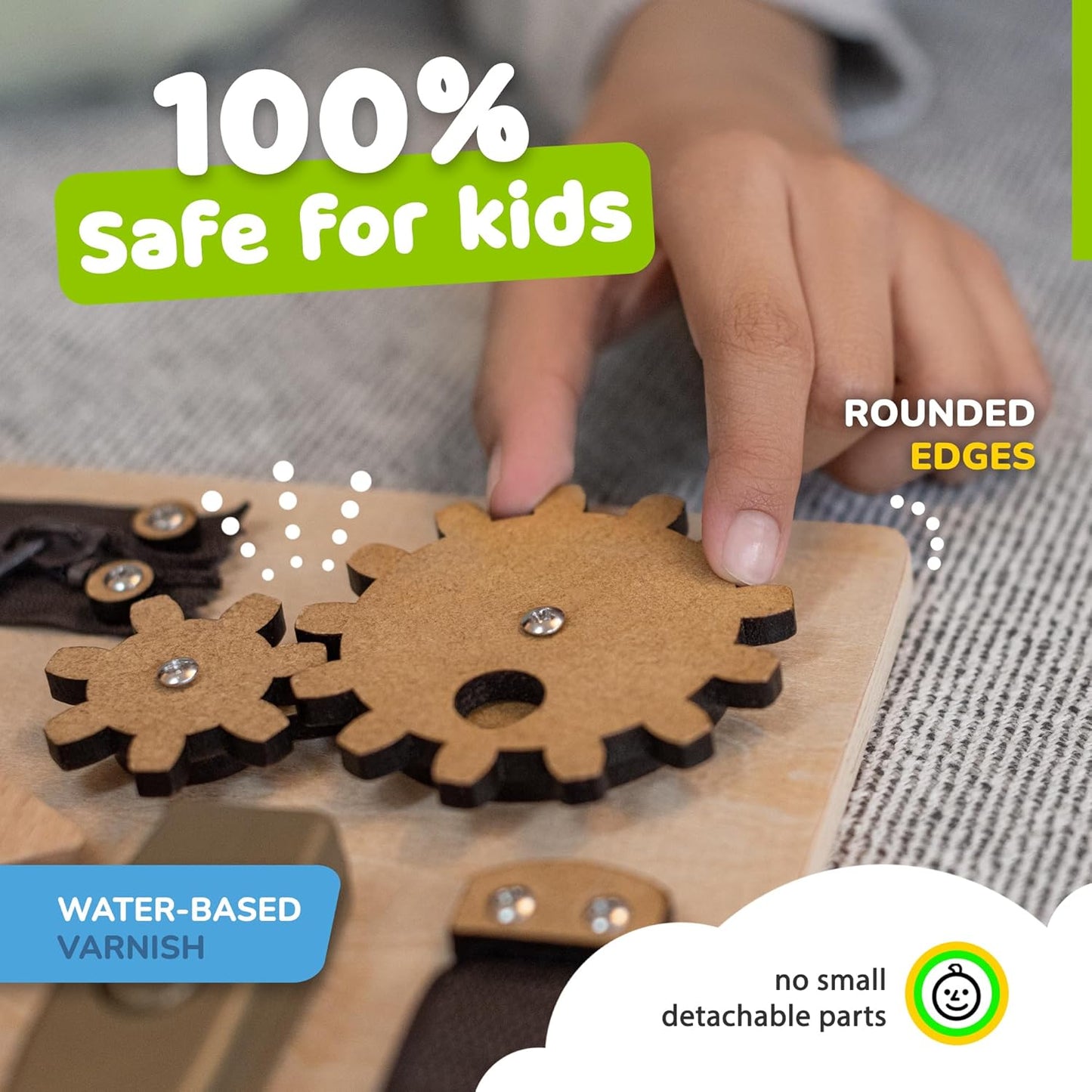 Busy Board Montessori Toys for Toddlers, Premium Sensory Wooden Baby Busy Board for 1 2 3 Year Old with 10 Learning Activities for Fine Motor Skills, Airplane Travel Toy, Gift for Boys & Girls
