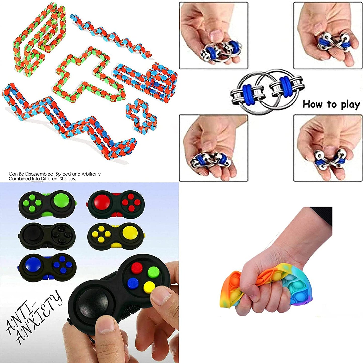 25 Combinations Fidget Toy,Autism Special Needs Stress Reliever Silicone Stress Reliever Toy,Squeeze Toy (Purple Blue)…… (Purple Blue)