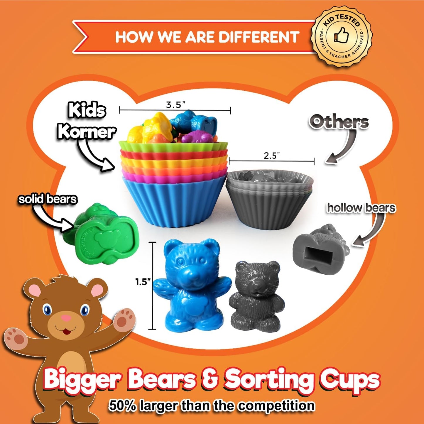 Jumbo Counting Bears with Stacking Cups - Montessori Educational Sorting Rainbow Toys for 3 Year Old Boys and Girls with 48 Preschool Math Manipulatives, Toy Storage and Toddler Games Ebook