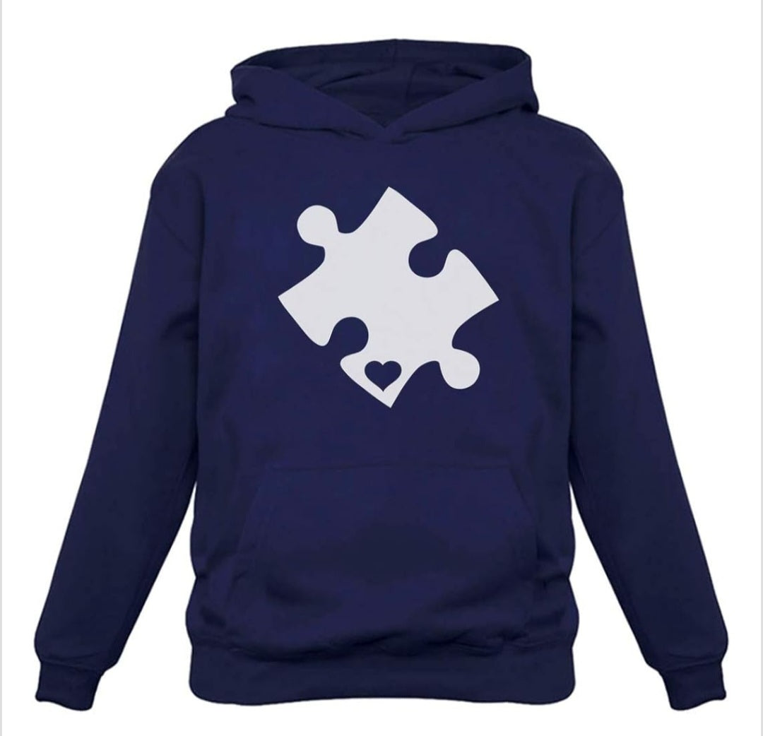 Autism Awareness Sweatshirt Heart Cut Puzzle Autism Women Hoodie