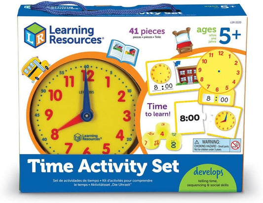 Time Activity Set - 41 Pieces, Ages 5+,Clock for Teaching Time, Telling Time, Homeschool Supplies, Montessori Clock