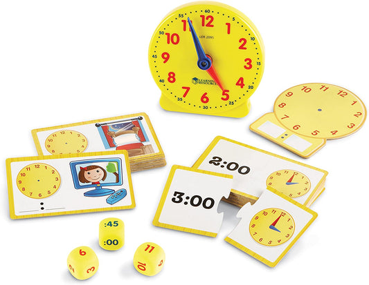 Time Activity Set - 41 Pieces, Ages 5+,Clock for Teaching Time, Telling Time, Homeschool Supplies, Montessori Clock