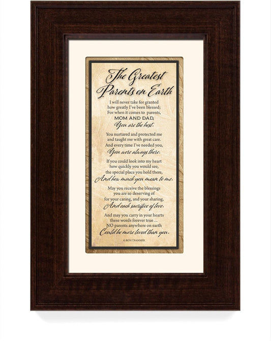 Greatest Parents Wood Wall Frame Art Plaque | 8.5 Inches X 12.5 Inches | Wall Hanger and Easel Back | the Greatest Parents on Earth | by
