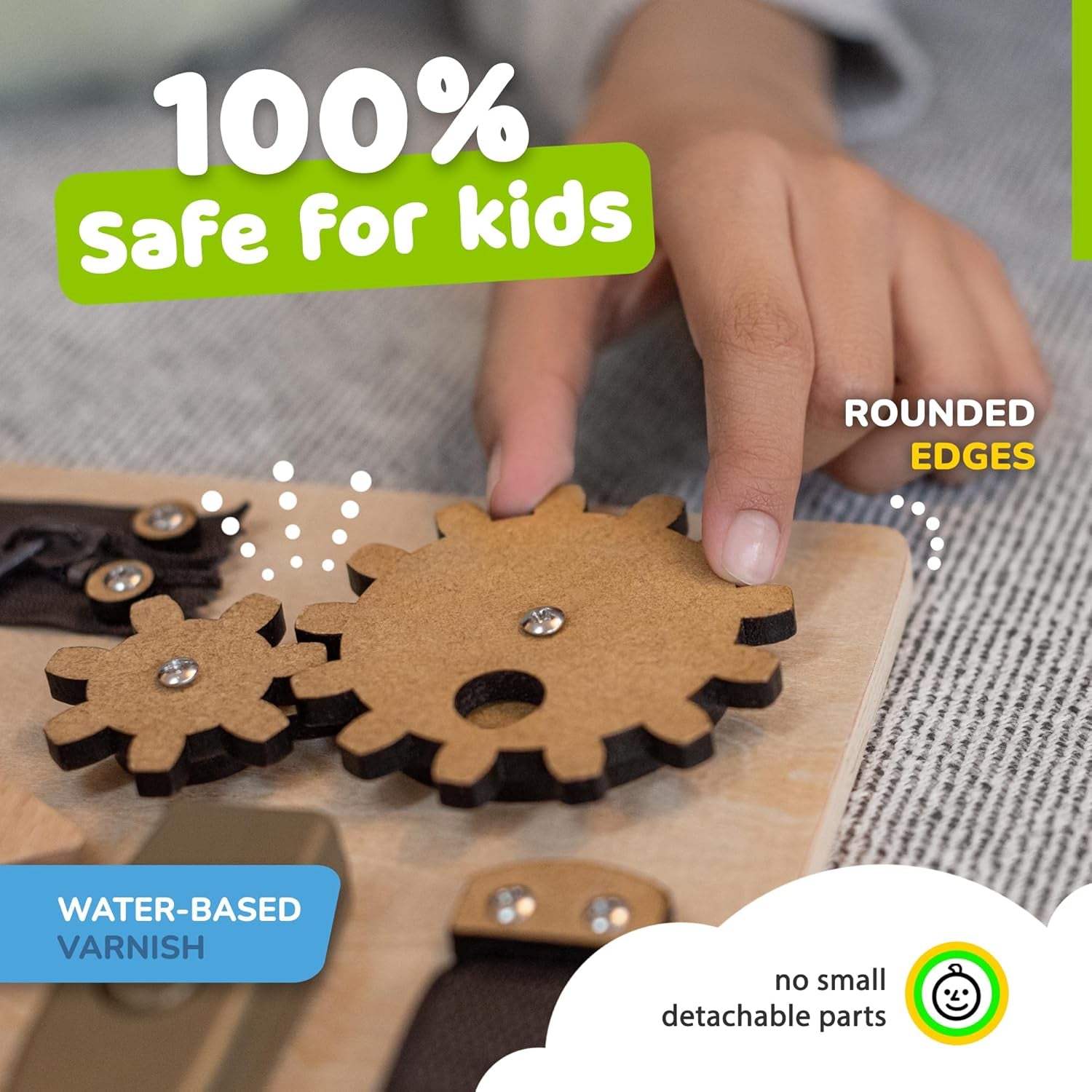 Busy Board Montessori Toys for Toddlers, Premium Sensory Wooden Baby Busy Board for 1 2 3 Year Old with 10 Learning Activities for Fine Motor Skills, Airplane Travel Toy, Gift for Boys & Girls